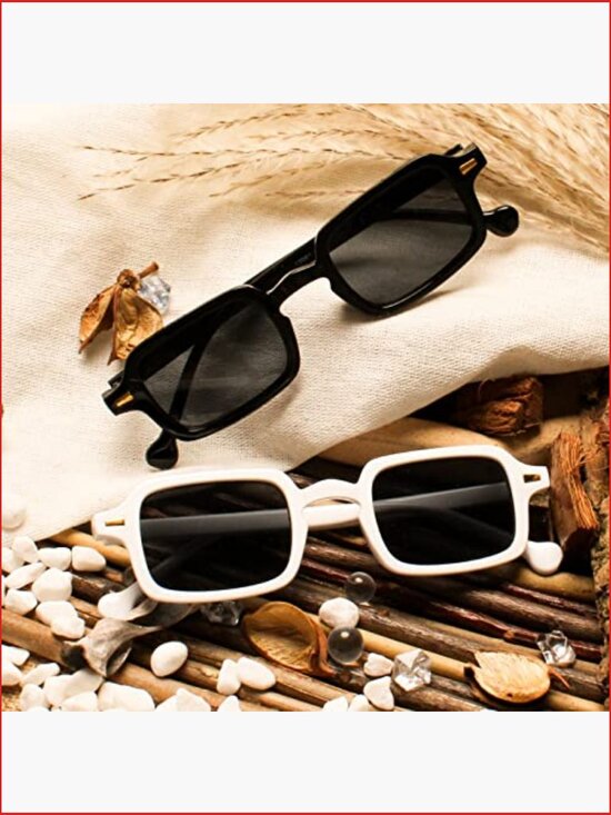 Small Rectangle Retro Sunglasses for Men Women Trendy Vintage Square Sun main image 6